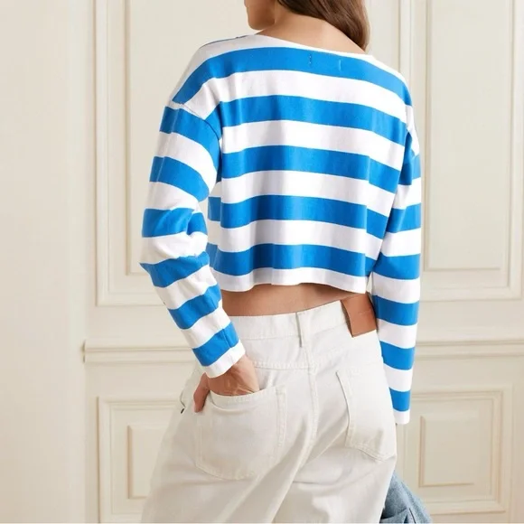 Suzie Kondi Psaras Striped Tee in Blue and White Stripe Sz S - Picture 2 of 10